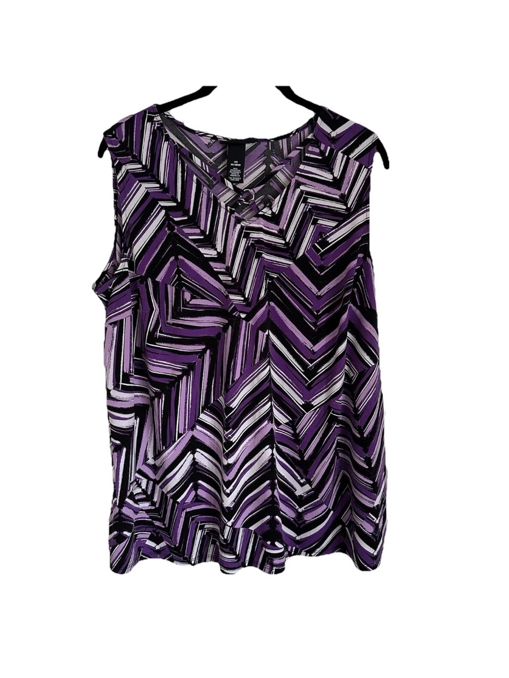 AnyWear by Catherines Women 0X 14/26W Plus Purple Striped Top  Geometric Artsy